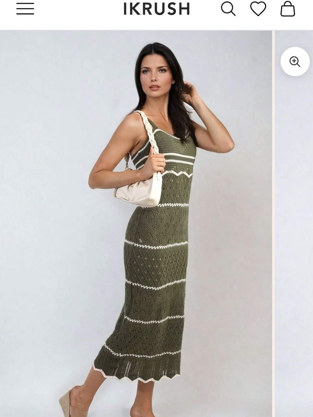 Krush Olive Knit Maxi Dress with White Stripe Detail